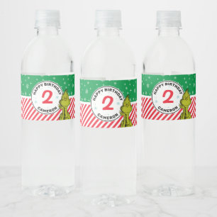 Rótulo De Garrafa De Vinho Aniversário do Floco de Neve Verde e Vermelho do G