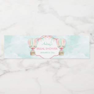 Rótulo De Garrafa De Vinho Aquarela, Balão de Ar Quente, Cor-de-rosa,