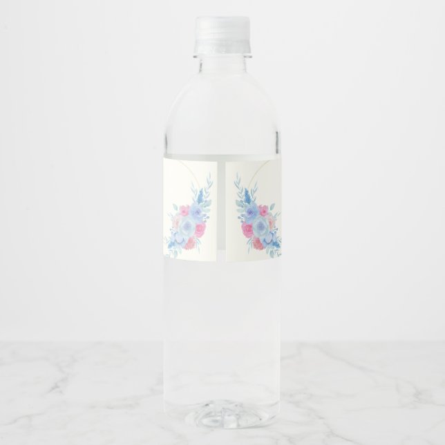 Rótulo De Garrafa De Vinho aquarelas Florais Botânica Moderna Casamento (Verso)