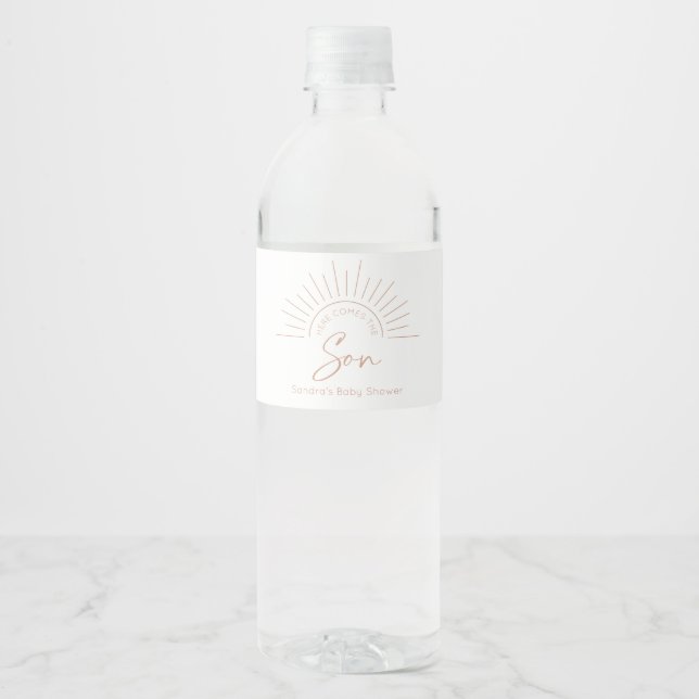 Rótulo De Garrafa De Vinho Aqui Vem O Chá de fraldas Son Boho (Frente)