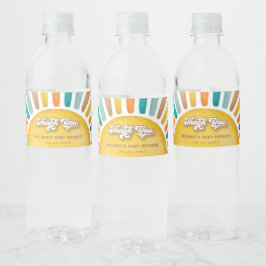 Rótulo De Garrafa De Vinho Aqui vem o Chá de fraldas Son Boho Sun