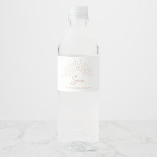 Rótulo De Garrafa De Vinho Aqui Vem O Chá de fraldas Sun Boho