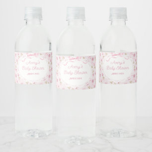 Rótulo De Garrafa De Vinho Arco cor-de-rosa Rosas Florais Fralda Chá de frald