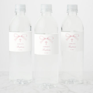 Rótulo De Garrafa De Vinho Arco de Batismo Rosa Aquarela