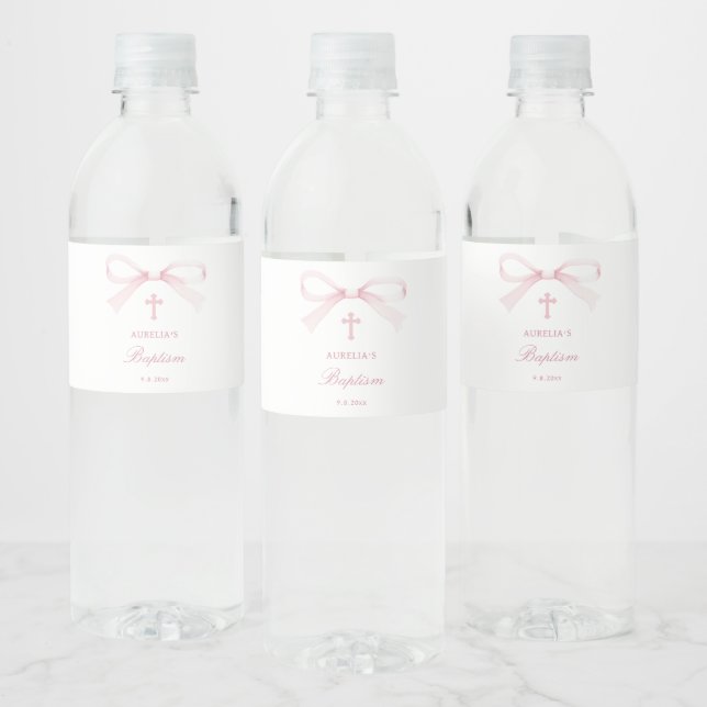 Rótulo De Garrafa De Vinho Arco de Batismo Rosa Aquarela (Garrafas)