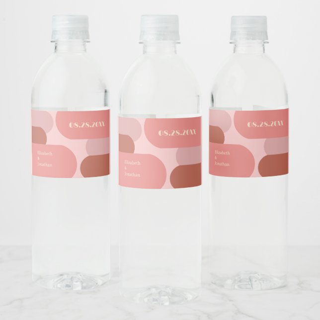 Rótulo De Garrafa De Vinho Arcos Retro Coral Rosa Casamento (Garrafas)