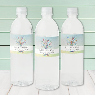 Rótulo De Garrafa De Vinho Árvore de árvore da família de Reunião personaliza