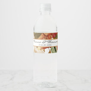 Rótulo De Garrafa De Vinho Autumn Watercolor Floral Wedding Water Bottle Labs