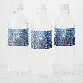Rótulo De Garrafa De Vinho Azul Decorativo Feriado