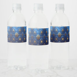 Rótulo De Garrafa De Vinho Azul Decorativo Feriado