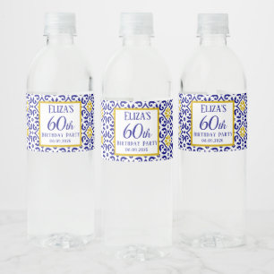 Rótulo De Garrafa De Vinho Azulejos Portugueses Azul 60º Aniversário do Medit