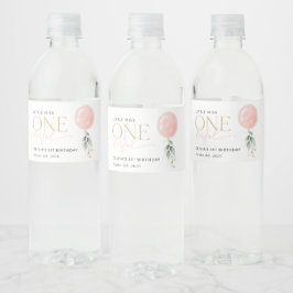 Rótulo De Garrafa De Vinho Balão Rosa, Eucalyptus, Greenery, Primeiro Anivers