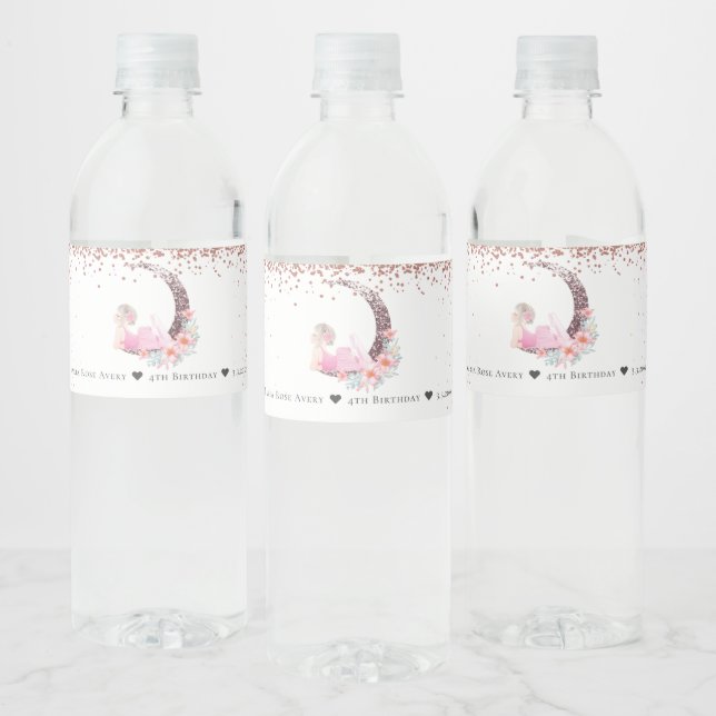 Rótulo De Garrafa De Vinho Ballerina Moon Glitter Birthday Personalizado (Garrafas)