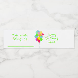 Rótulo De Garrafa De Vinho Balões Coloridos Personalizados