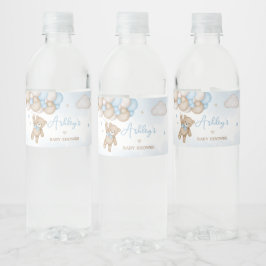 Rótulo De Garrafa De Vinho Baloes de Urso Azul para Chás de Bebê 