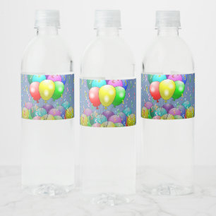 Rótulo De Garrafa De Vinho Balões e Confetti