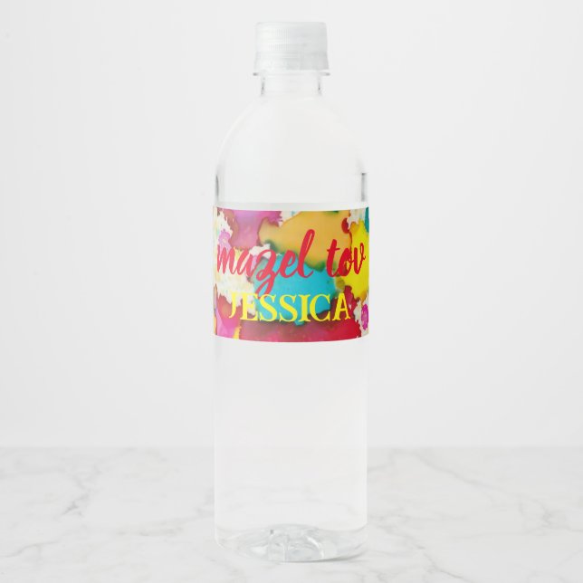 Rótulo De Garrafa De Vinho BAR BM Bat Mitzvah Confetti (Frente)