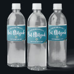 Rótulo De Garrafa De Vinho Bat Mitzvah Moderno Turquesa Azul Ombre Ágata Dour<br><div class="desc">Nenhuma festa de Bat Mitzvah está completa sem garrafas de água personalizadas. Deixe sua Bat Mitzvah favorita se orgulhar, se alegrar e celebrar seu marco em sua festa perfeitamente coordenada. Tipografia branca, pedras de ágata azul turquesa acentuadas com veias de ouro falso e uma Estrela de Davi de ouro falso,...</div>