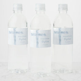 Rótulo De Garrafa De Vinho batismo azul-aquarela