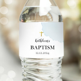 Rótulo De Garrafa De Vinho Batismo Azul Elegante Moderno