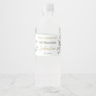 Rótulo De Garrafa De Vinho Batismo floral branco