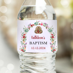 Rótulo De Garrafa De Vinho Batismo Floral Neutro Por Aquarela
