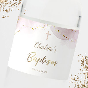 Rótulo De Garrafa De Vinho Batismo salpicos de aquarela