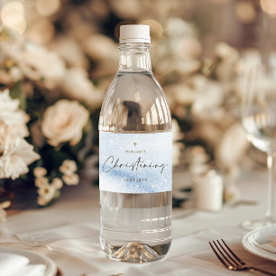 Rótulo De Garrafa De Vinho Batizado Menino Aquarela Azul