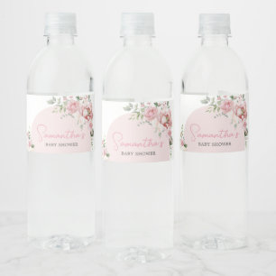 Rótulo De Garrafa De Vinho Bebê de Arca Floral em Chá de fraldas Bloqueado