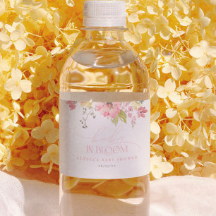 Rótulo De Garrafa De Vinho Bebê em Flor Boho Rosa Floral Menina Chá de Bebê