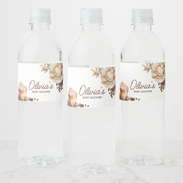 Rótulo De Garrafa De Vinho Bebê está criando Chá de fraldas de café (Garrafas)