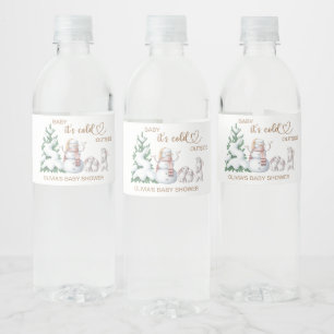 Rótulo De Garrafa De Vinho Bebê está frio lá fora. Chá de Bebê