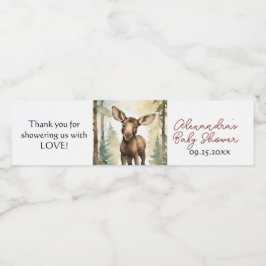 Rótulo De Garrafa De Vinho Bebê Gato Moose Gênero Chá de fraldas Neutro