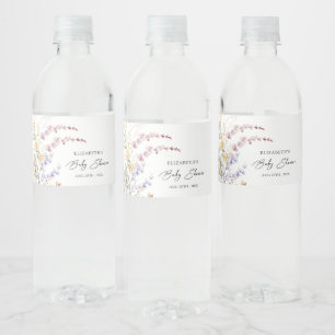 Rótulo De Garrafa De Vinho Bebê no Bloom Wildflower Chá de fraldas