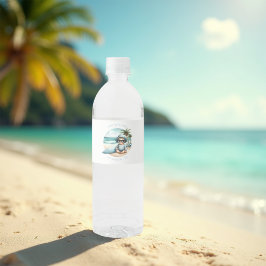 Rótulo De Garrafa De Vinho Bebê no Chá de fraldas de praia com Surf Conselho