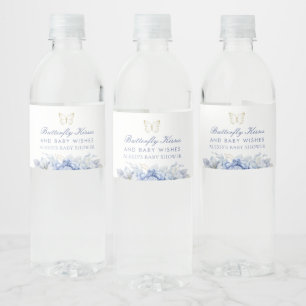 Rótulo De Garrafa De Vinho Beijos borboletas e bebês desejam Chá de fraldas