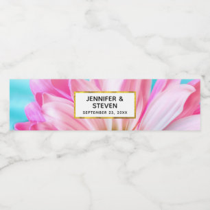 Rótulo De Garrafa De Vinho Belo Casamento Fotográfico de Flor Rosa Fechado