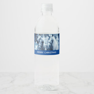 Rótulo De Garrafa De Vinho Belo Horse Team Winter Photo Christmas