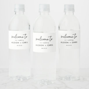 Rótulo De Garrafa De Vinho Bem-Vindo Minimalista Aos Nossos Favores De Casame