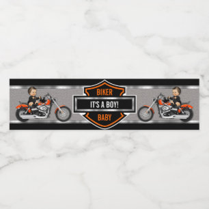 Rótulo De Garrafa De Vinho Biker Baby Orange Shield