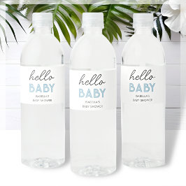 Rótulo De Garrafa De Vinho Blue Hello Baby | CHÁ DE FRALDAS