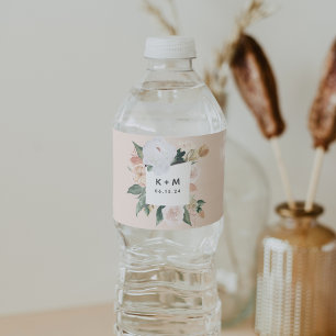 Rótulo De Garrafa De Vinho Boho Blooms Modern Floral Wedch Monograma
