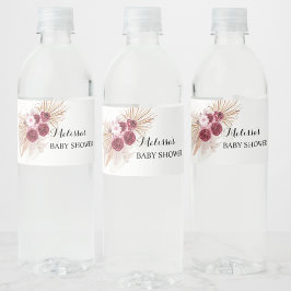 Rótulo De Garrafa De Vinho Boho Burgundy Grama Pampas 