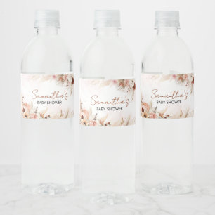 Rótulo De Garrafa De Vinho Boho Fall Pumpkin Pampas Chá de fraldas Grass