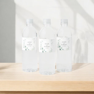 Rótulo De Garrafa De Vinho Boho Greenery Eucalyptus Wedding