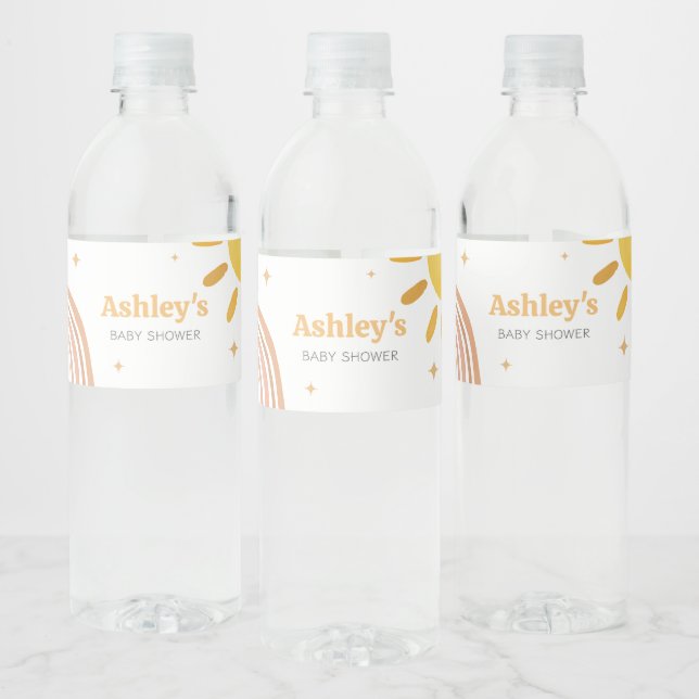 Rótulo De Garrafa De Vinho Boho Retro Sunshine Chá de fraldas (Garrafas)