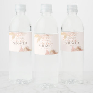 Rótulo De Garrafa De Vinho Boho Rosa Suave Floral Flores Chás de Bebê