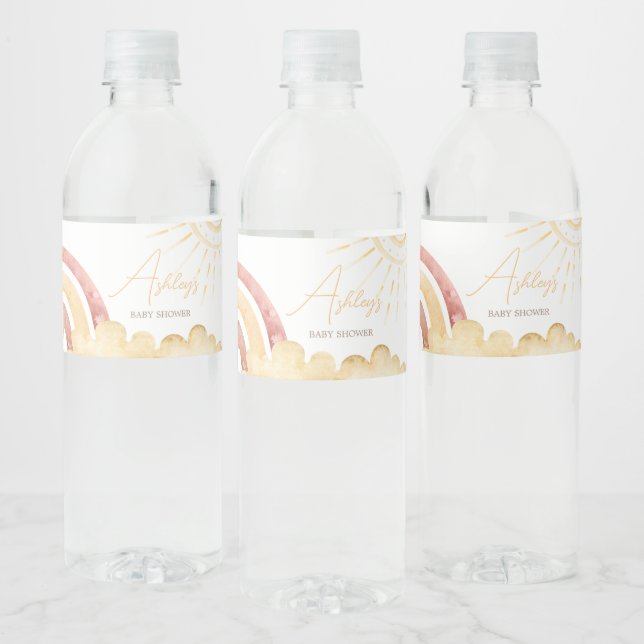 Rótulo De Garrafa De Vinho Boho Vem o Chá de fraldas do Filho (Garrafas)
