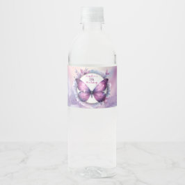 Rótulo De Garrafa De Vinho Borboleta de Brilho Roxo - Aniversário