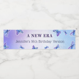 Rótulo De Garrafa De Vinho Borboleta Roxa Eras Festa de aniversário Garrafa d